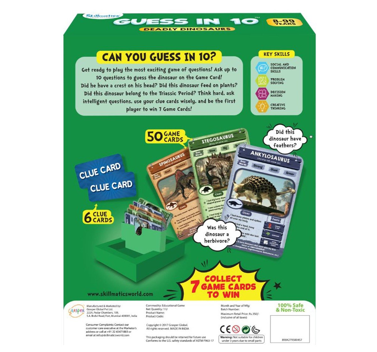 Skillmatics Guess in 10 Deadly Dinosaurs Paper card game Multicolor 3Y+