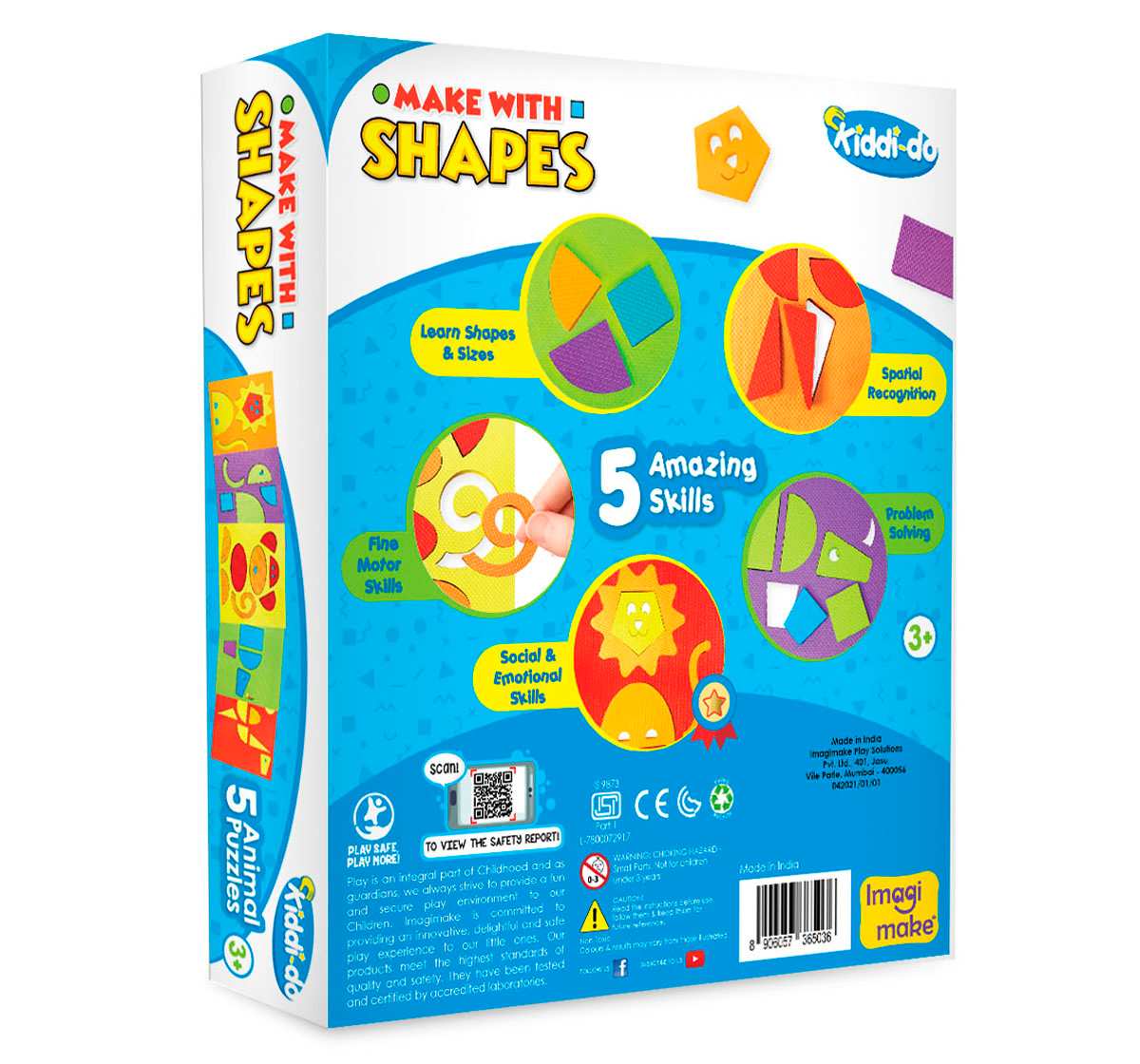 Imagimake Kiddido Make With Shapes Animal for Kids, 3Y+(Multicolor)