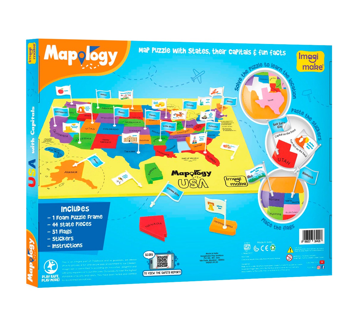 Imagimake Mapology USA for Kids, 5Y+(Multicolor)