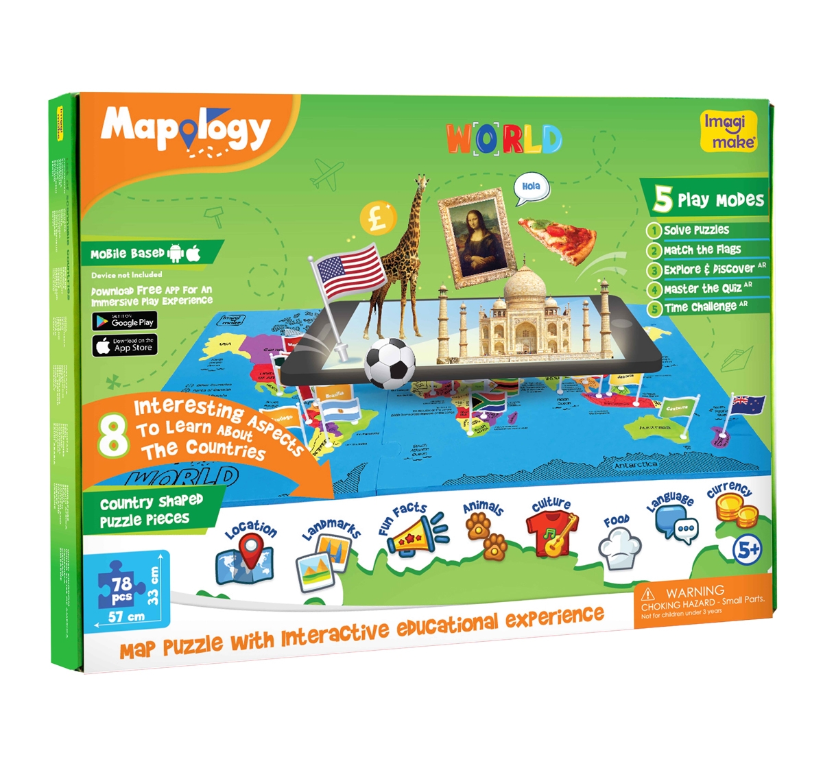 Imagimake | Imagimake Mapology World AR for Kids, 5Y+(Multicolor) 0