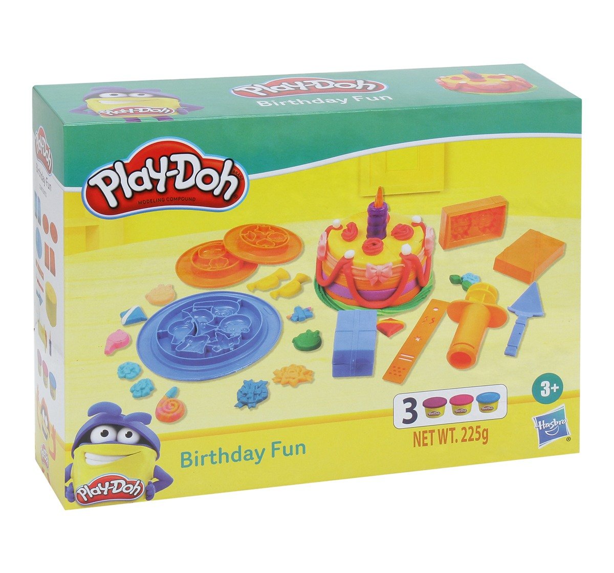 Play Doh Birthday Fun Playset with 3 Non Toxic Play Doh Colors for Kids Multicolor 3Y+