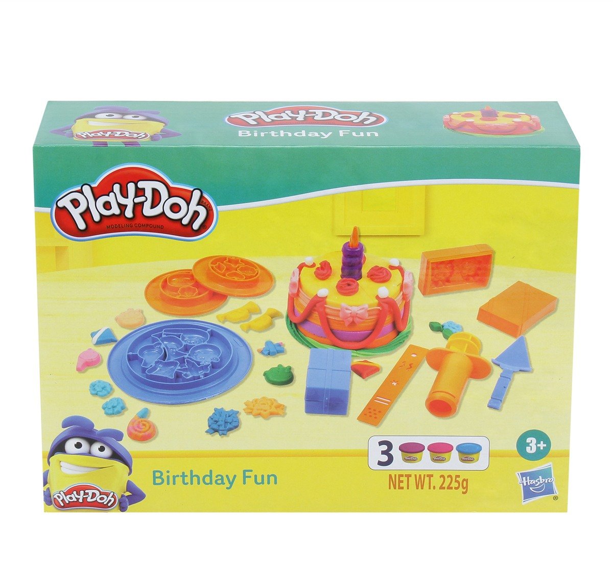 Play Doh Birthday Fun Playset with 3 Non Toxic Play Doh Colors for Kids Multicolor 3Y+