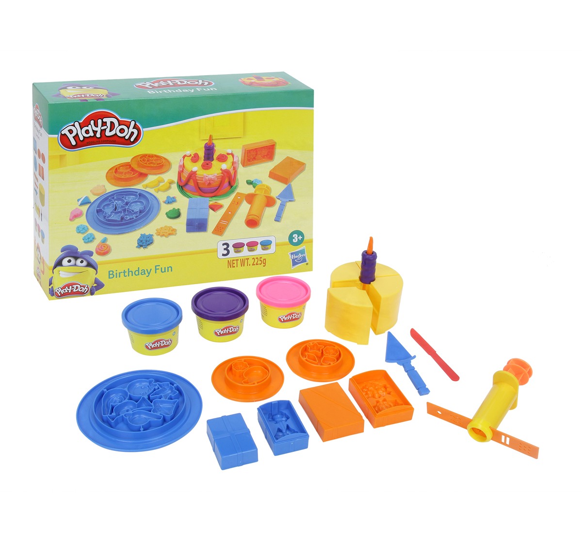 Play Doh Birthday Fun Playset with 3 Non Toxic Play Doh Colors for Kids Multicolor 3Y+