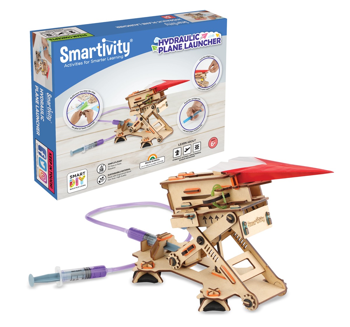 Smartivity Hydraulic Plane Launcher STEM Educational DIY kit Multicolor 6Y+