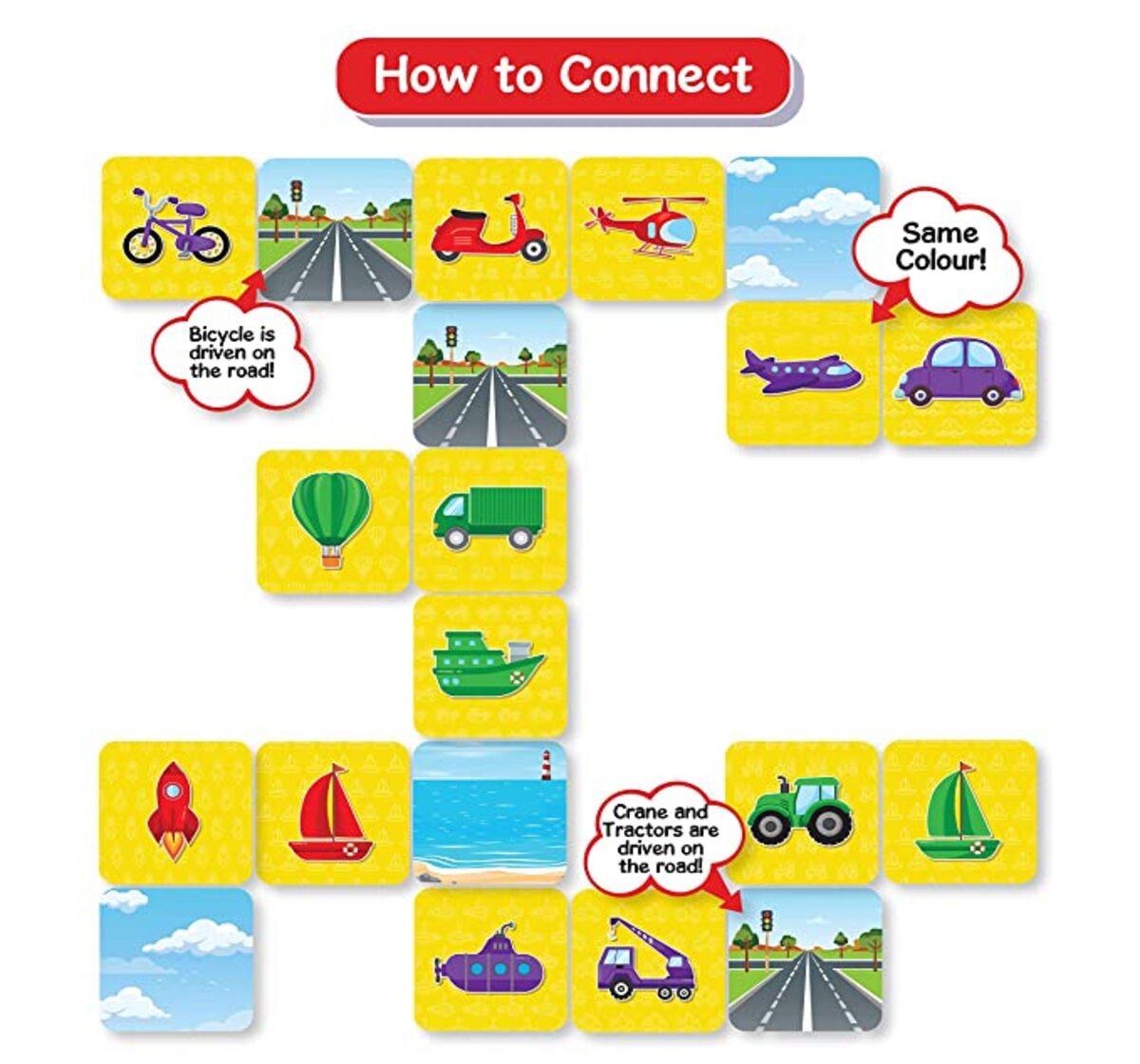 Skillmatics | Skillmatics Connectors Educational Game: Cars, Boats, Planes & More 4