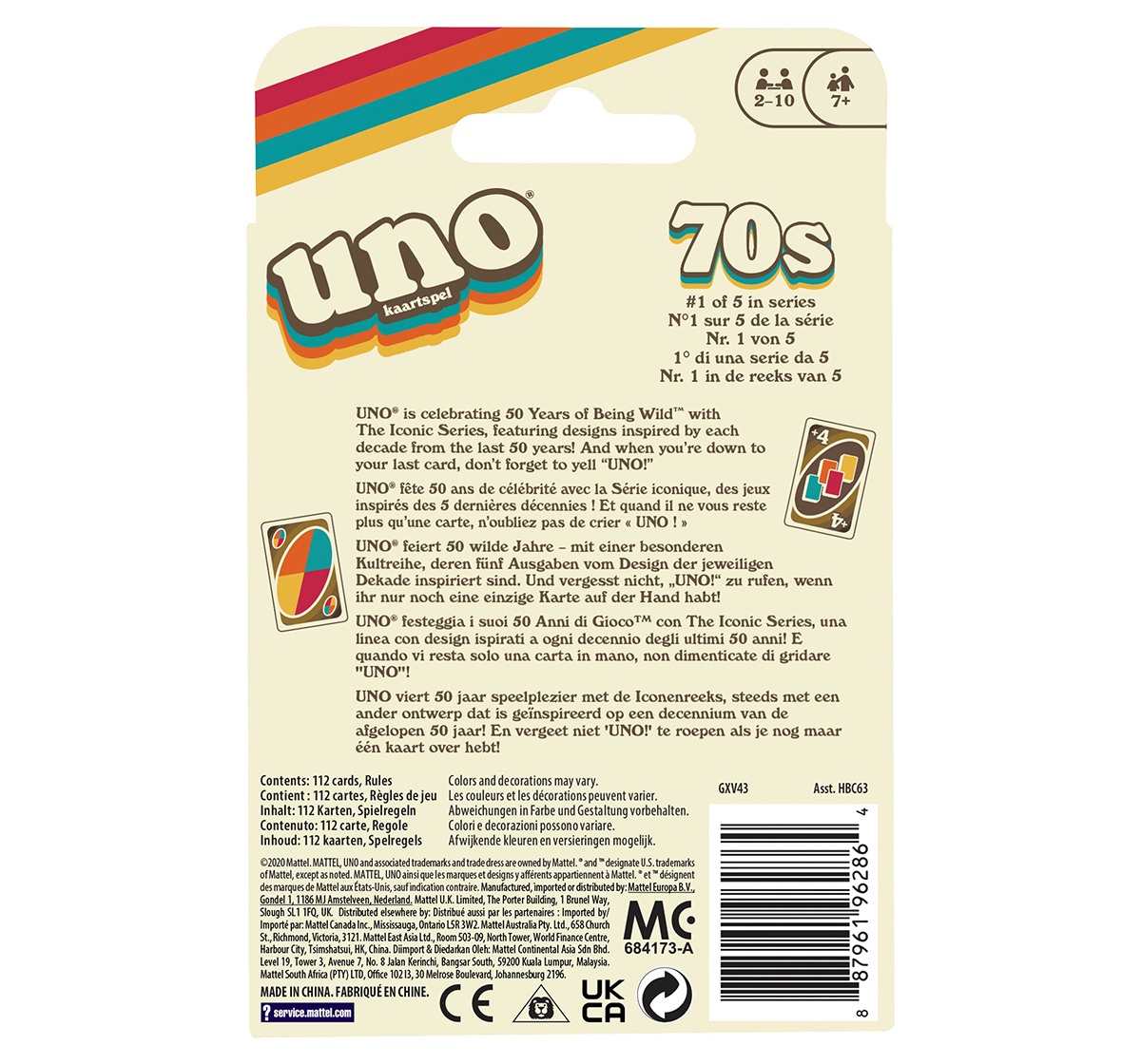 Mattel Games UNO Iconic 1970S, Unisex, 7Y+ (Multicolor) - Mattel Games