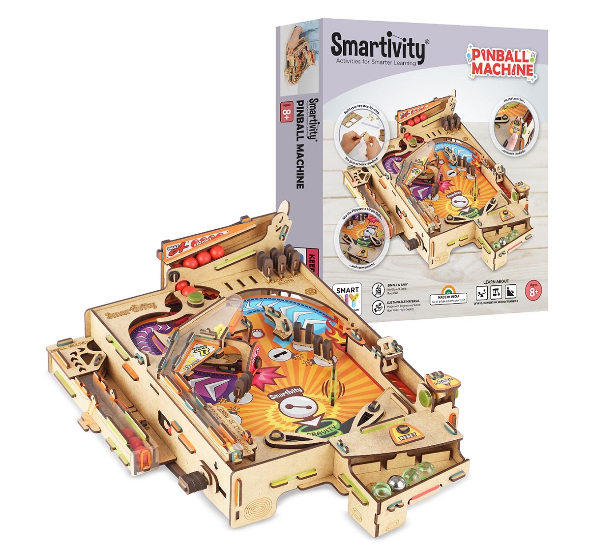 Smartivity | Smartivity Pinball STEM Educational DIY Building Activity Toy Kit, Easy Instructions, Experiment, Play, Learn Science Project With Scoring System for Kids age 7Y+ 0