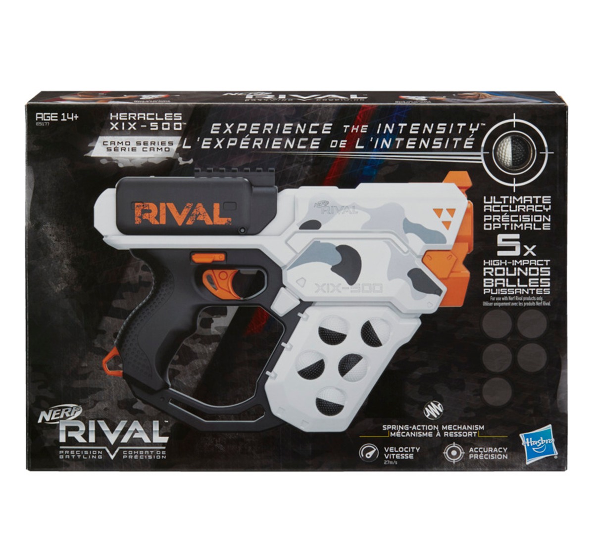 NERF Rival Heracles XIX-500 Blaster, Camo Series 5 Official Nerf Rival Rounds, Intergrated Round Storage, Breech Load, Multicolor, 14Y+