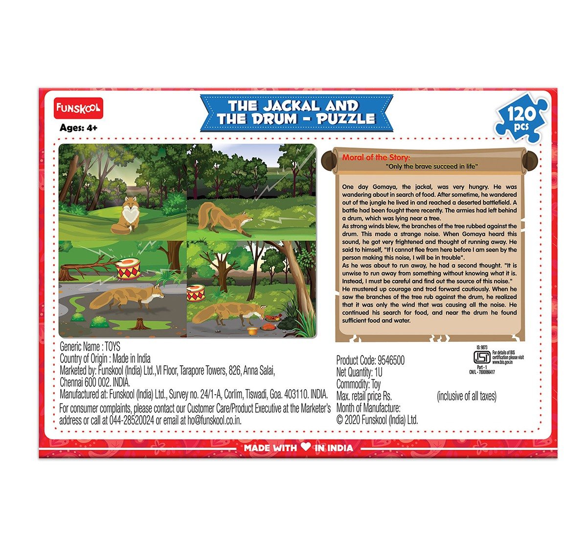 Play & Learn The Jackal And The Drum Puzzle 120 Pcs, 2Y+ (Multicolor)