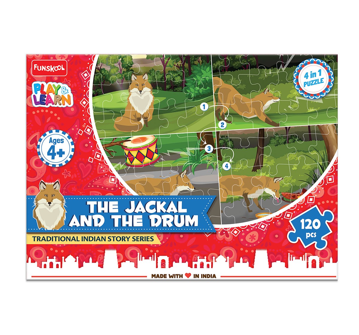 Play & Learn The Jackal And The Drum Puzzle 120 Pcs, 2Y+ (Multicolor)