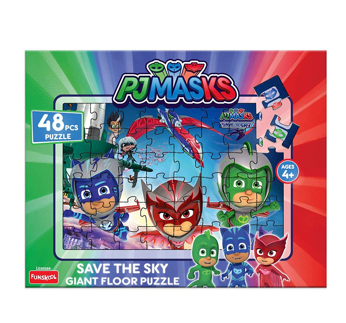 Funskool Pj Masks Save The Sky Giant Floor Puzzle 48 Pcs, 2Y+ (Multicolor)