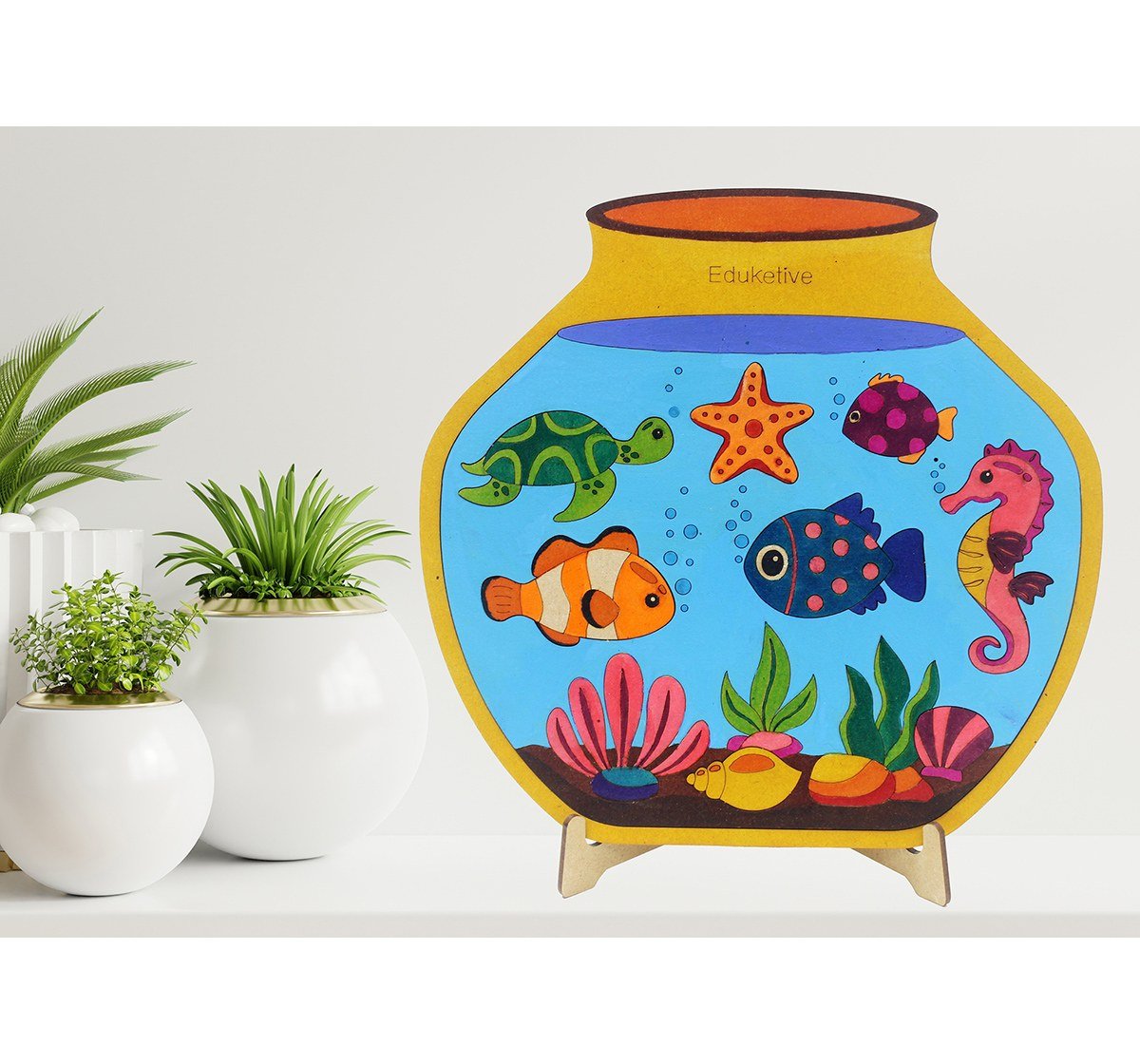 Eduketive PuzzleDecor Aquarium Decorative Coloring Puzzle with Stand 14 Pieces Kids Age 3-12 Years Old + Free Colors