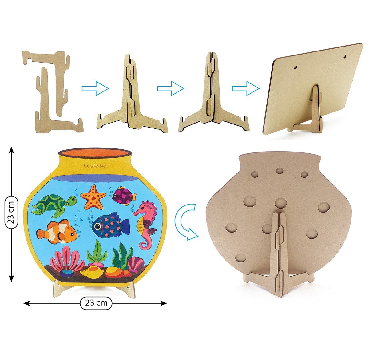 Eduketive PuzzleDecor Aquarium Decorative Coloring Puzzle with Stand 14 Pieces Kids Age 3-12 Years Old + Free Colors