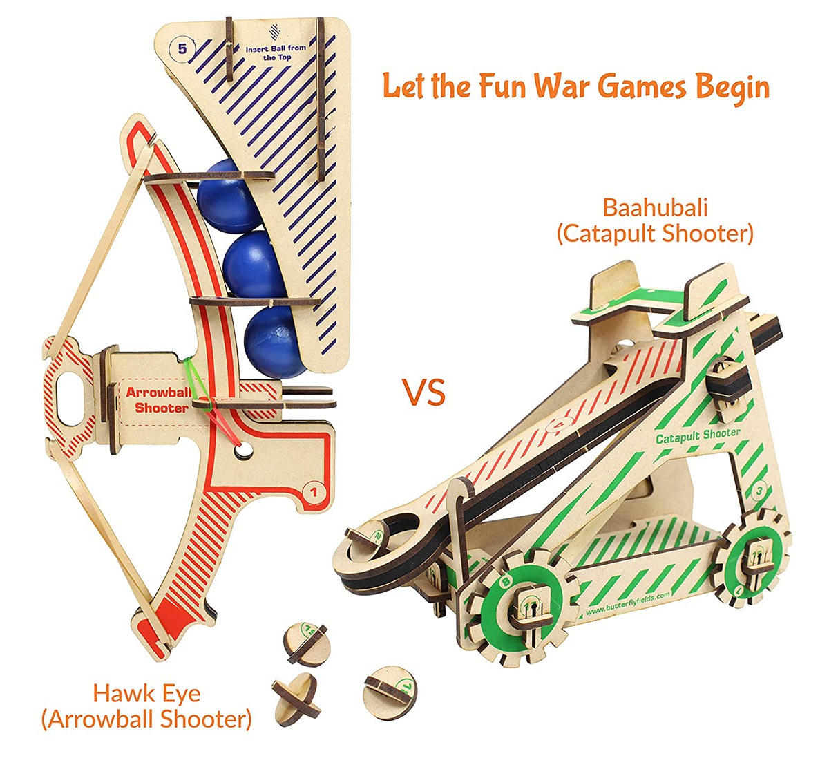 Butterfly Edufields Wooden Catapult Shooter vs Arrowball Shooter, 5Y+