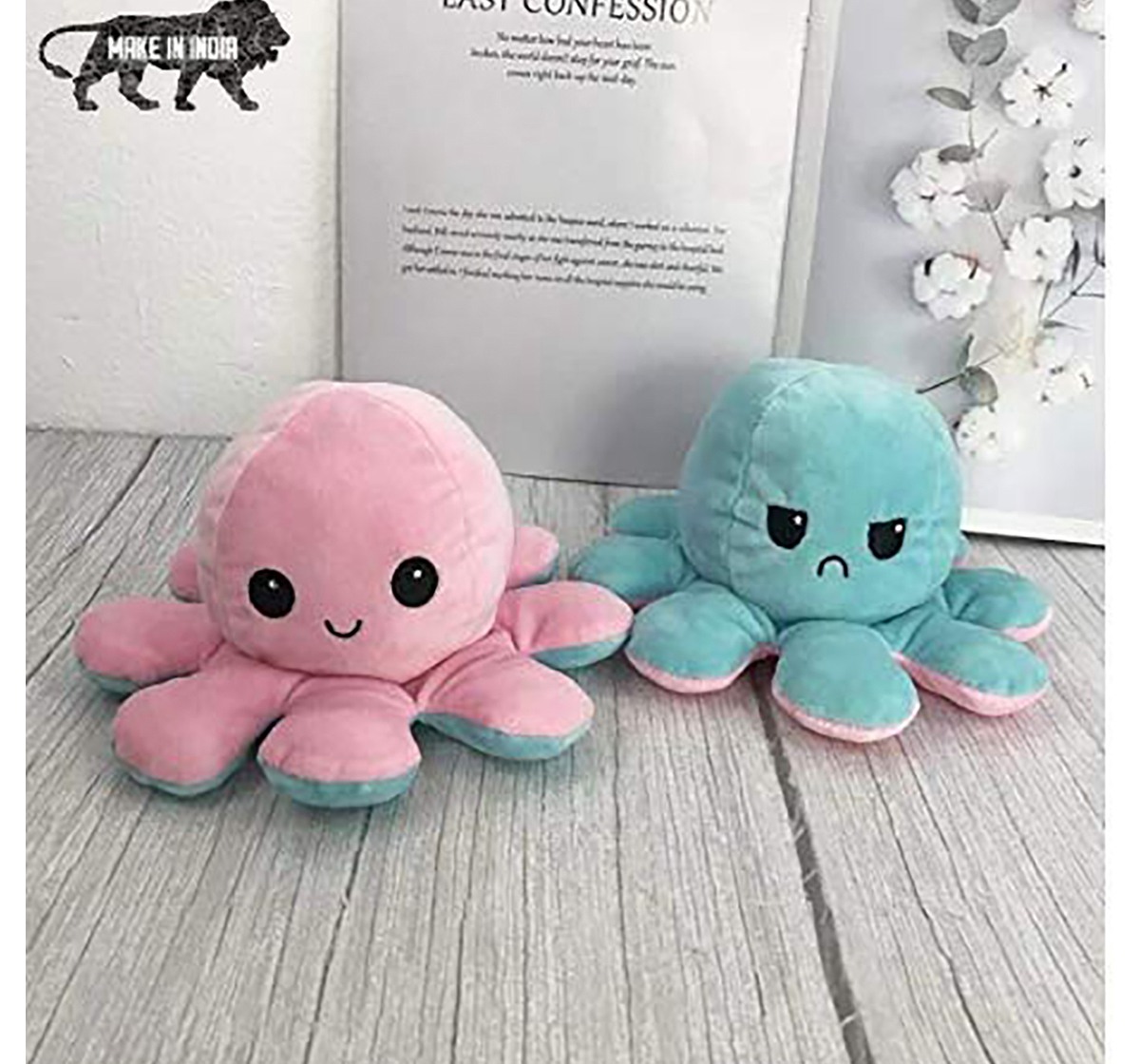 Webby Reversible Octopus Plush Assorted, Unisex, 3Y+ (Multicolour)