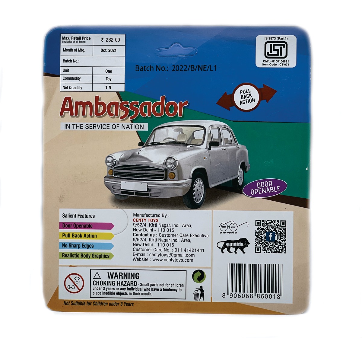 Centy Ambassador Car Door Openable Multicolor 3Y+