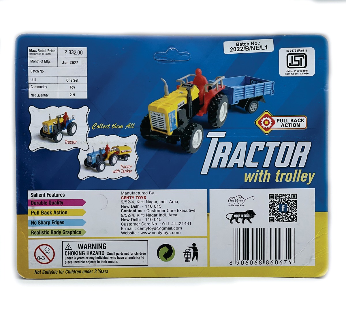 Centy Tractor with Trolley Multicolor 3Y+