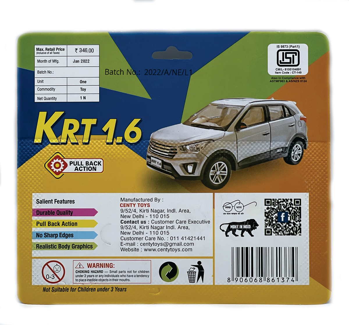 Centy KRT 1.6 Plastic Multicolor 3Y+
