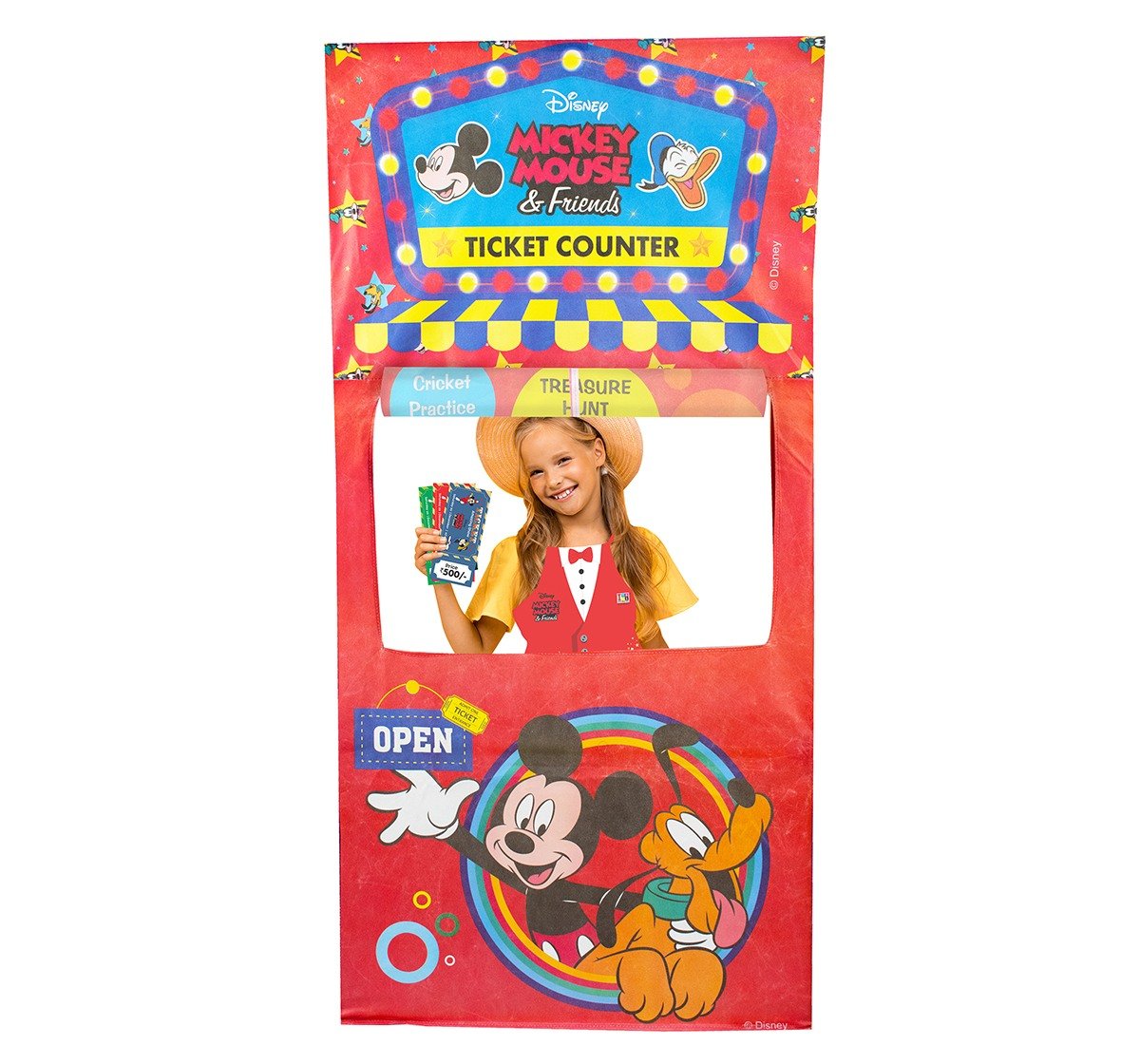 IToys Disney Mickey ticket counter playhouse tent for kids, 2Y+ (Multicolour)