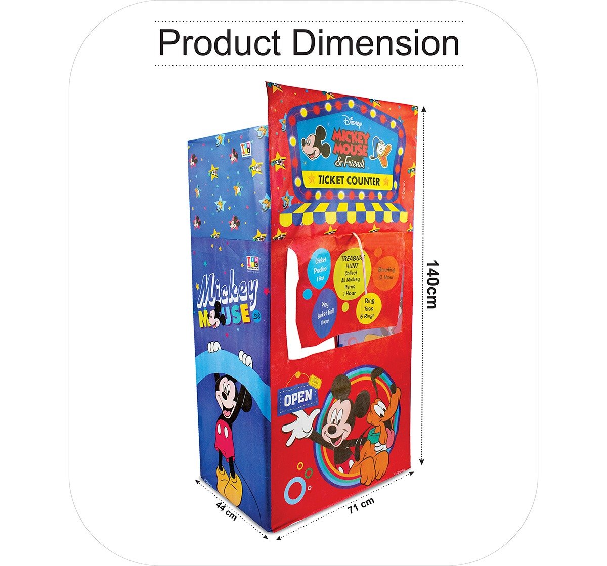 IToys Disney Mickey ticket counter playhouse tent for kids, 2Y+ (Multicolour)