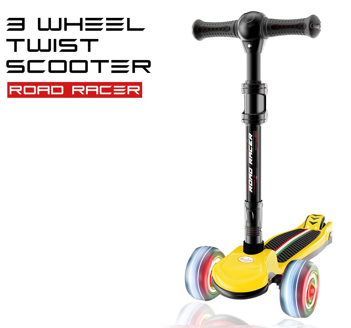 Zoozi 3 Wheel Twist Scooter for Outdoor Play, Yellow, 3Y+
