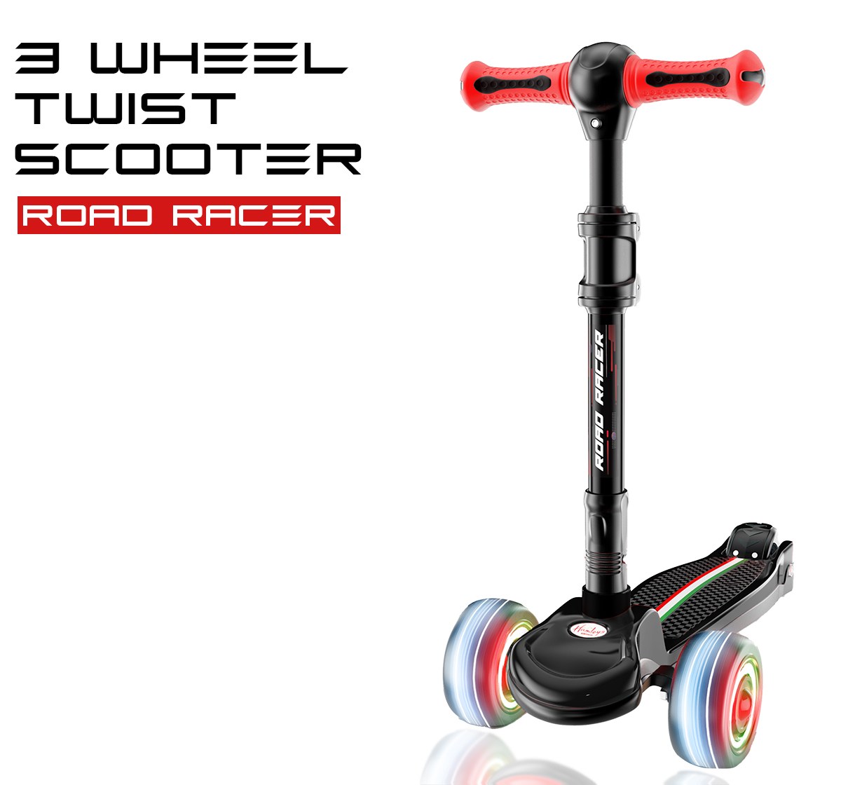 Zoozi 3 Wheel Twist Scooterfor Outdoor play Black 3Y+
