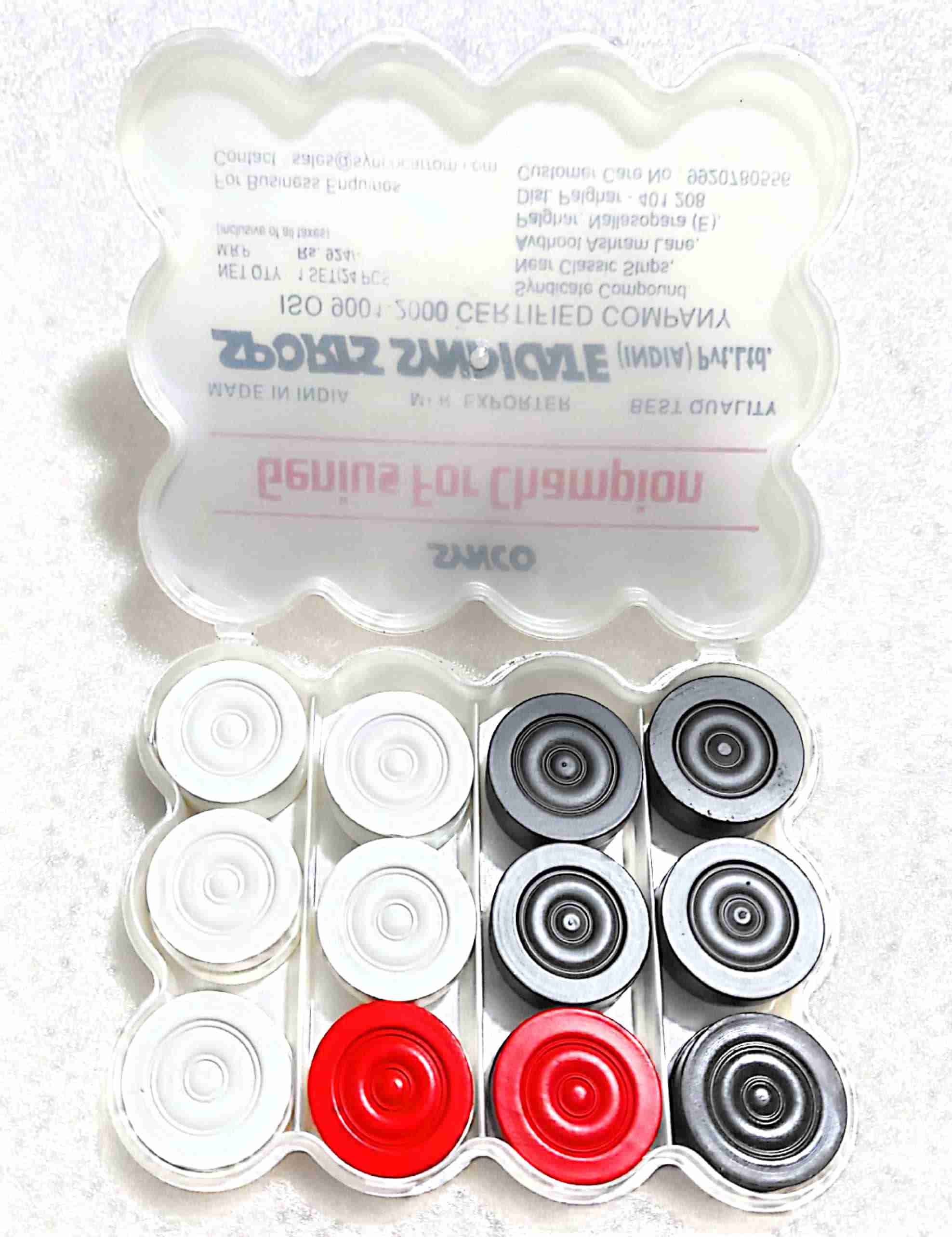 Synco carrom men genius for champion(colored) to be used with green carrom assorted 3Y+