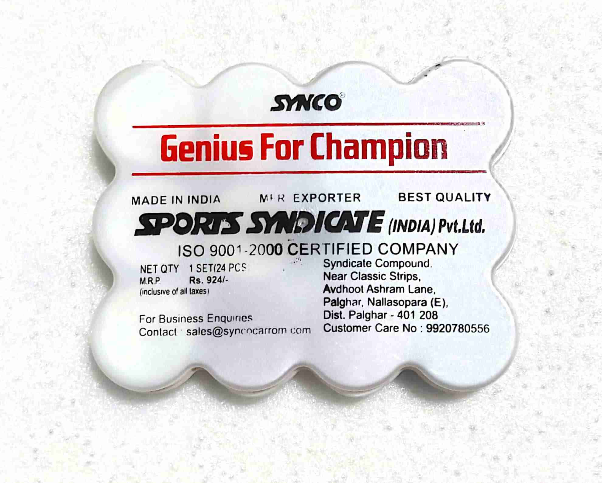 Synco carrom men genius for champion(colored) to be used with green carrom assorted 3Y+