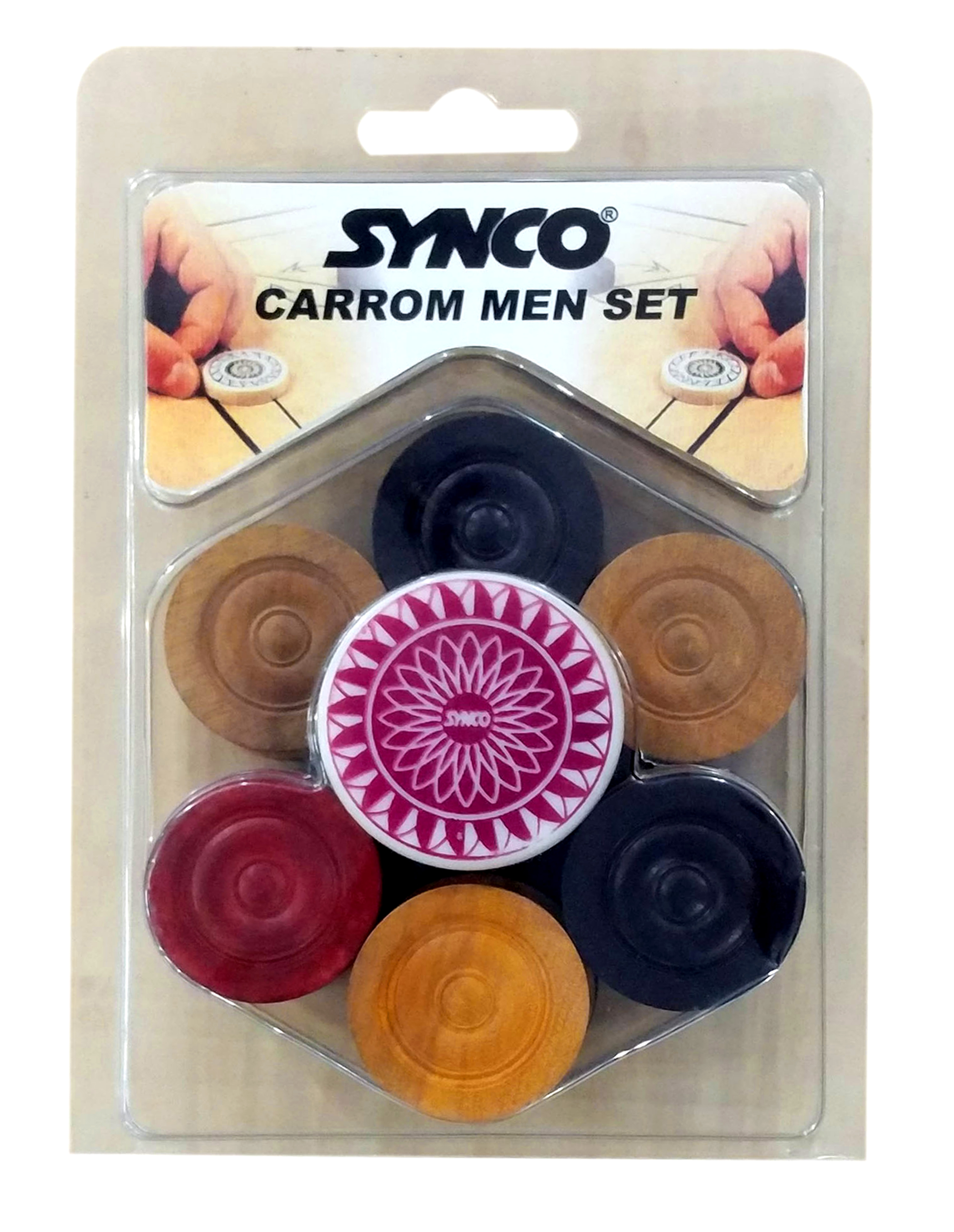 Synco Carrom men & striker blister assorted 3Y+