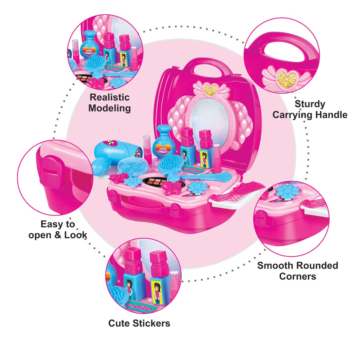 Kingdom Of Play Fashion Pretend Play Makeup Suitcase Beauty Kit and cosmetic toy set for kids Multicolor 6Y+