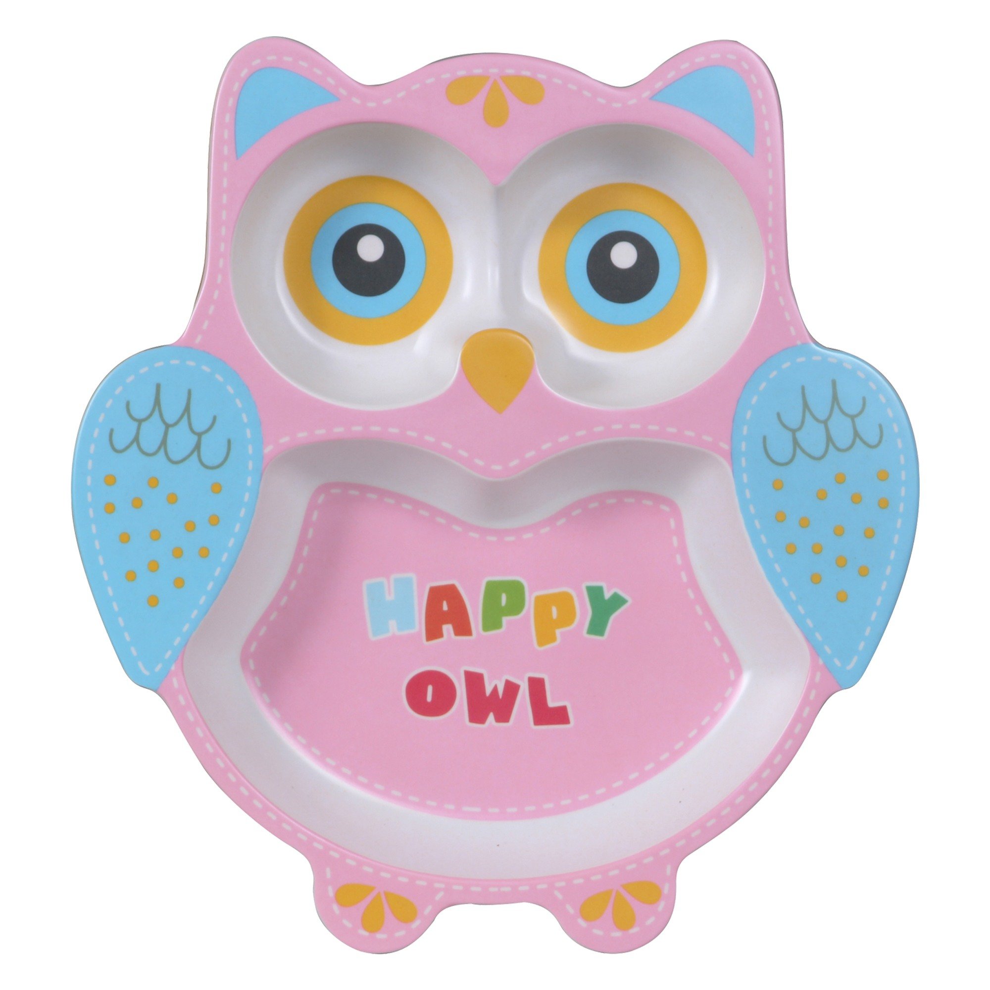Polka Tots Eco-Friendly Bamboo Fiber Happy Owl Crockery Set