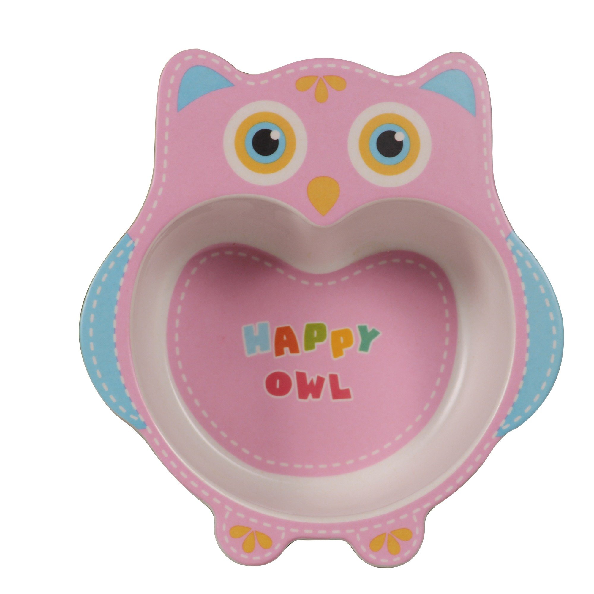 Polka Tots Eco-Friendly Bamboo Fiber Happy Owl Crockery Set