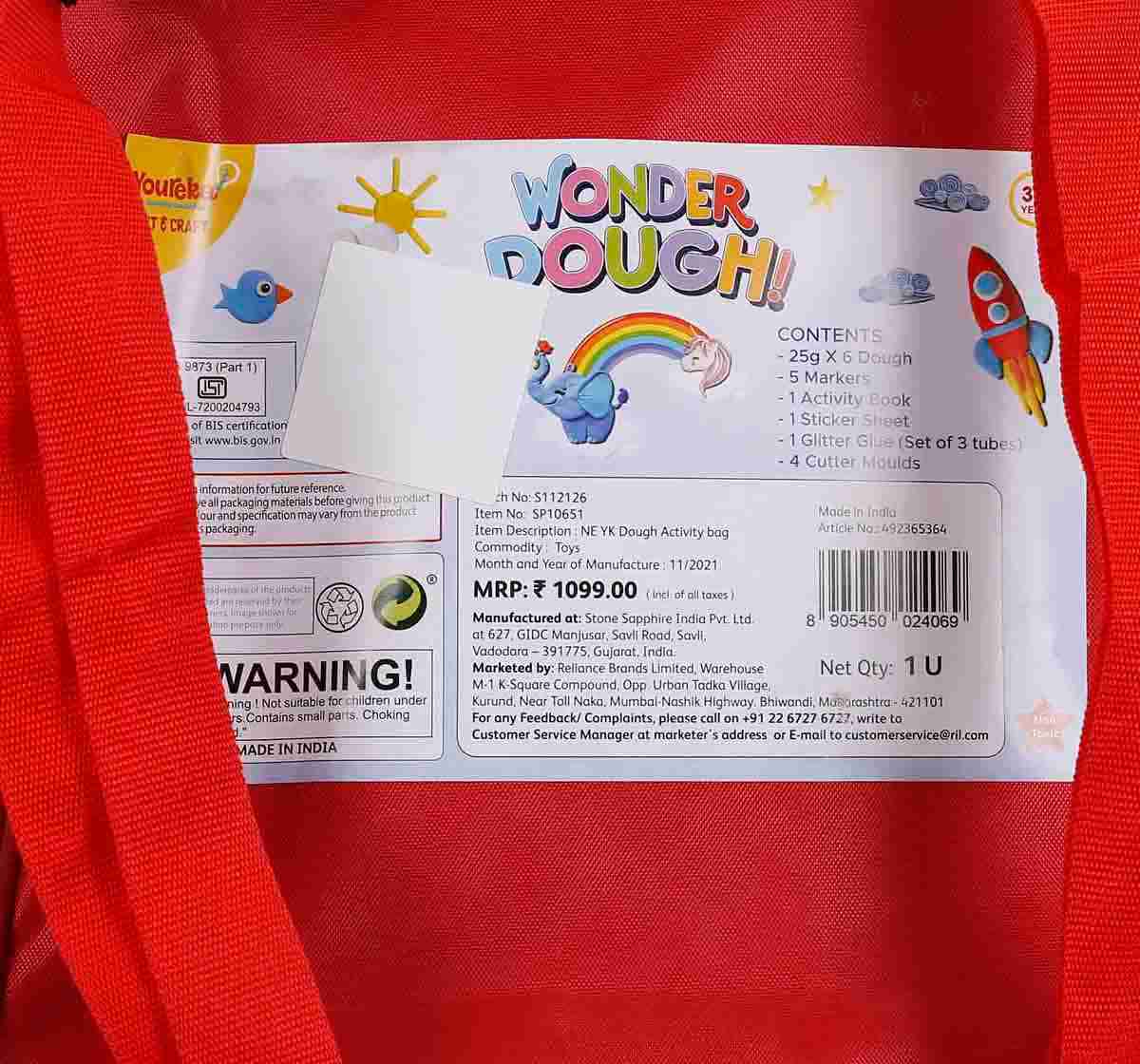 Youreka Dough Activity Bag Dough Tubs Multicolour 3Y+