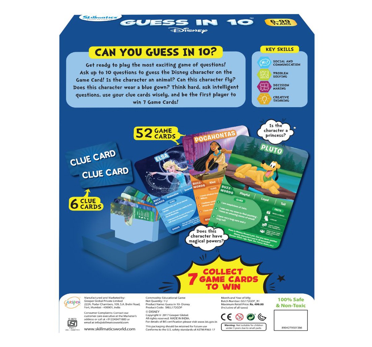 Skillmatics Guess in 10 Disney India Paper card game Multicolor 3Y+