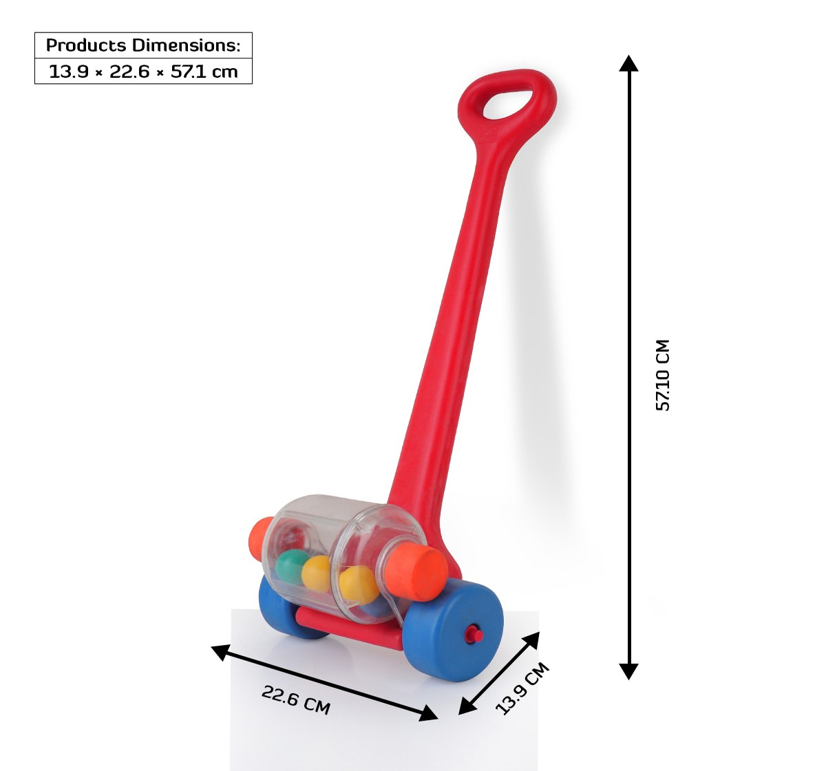 Shooting star Push wheel for kids Push Pull stick Red 0M+