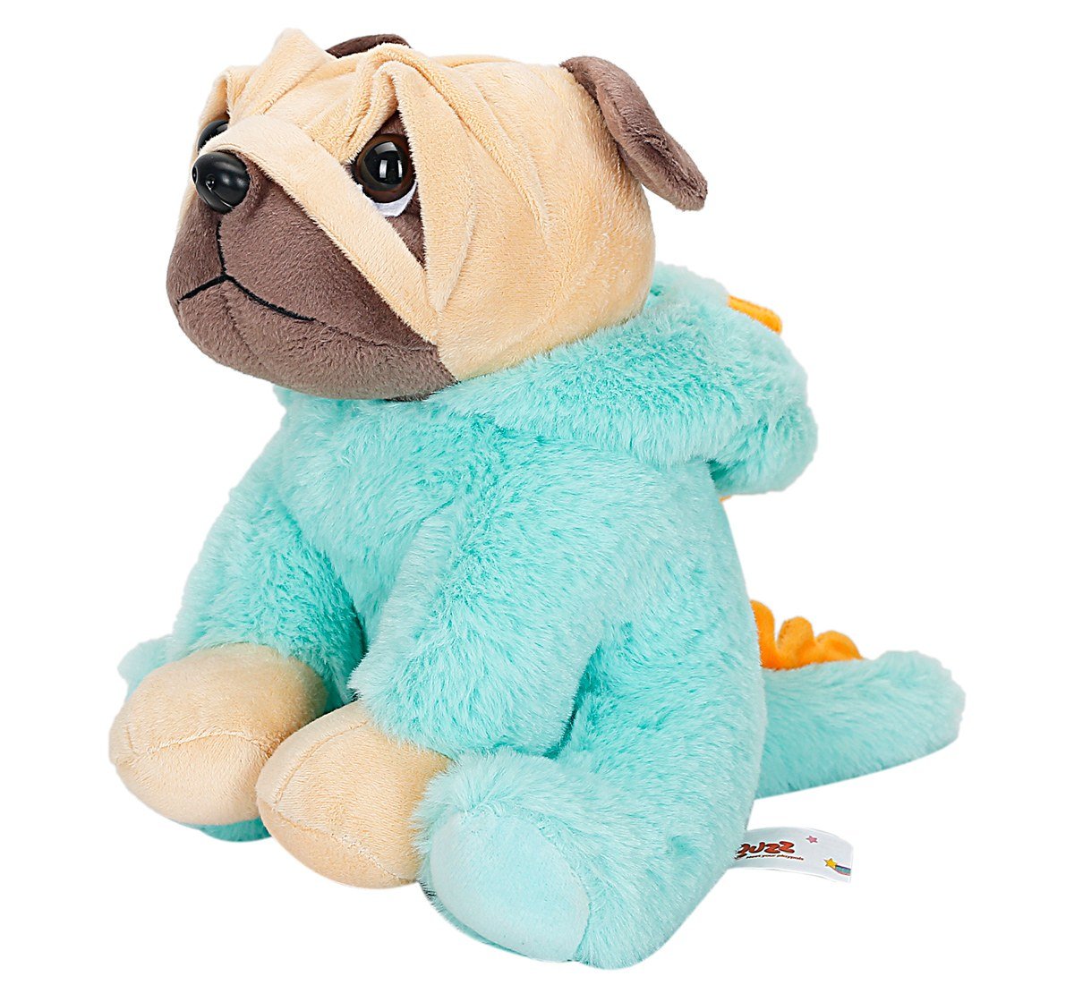 Fuzzbuzz 24Cm Pug With Dino Hoodie Soft Toy for kids 3Y+, Multicolour