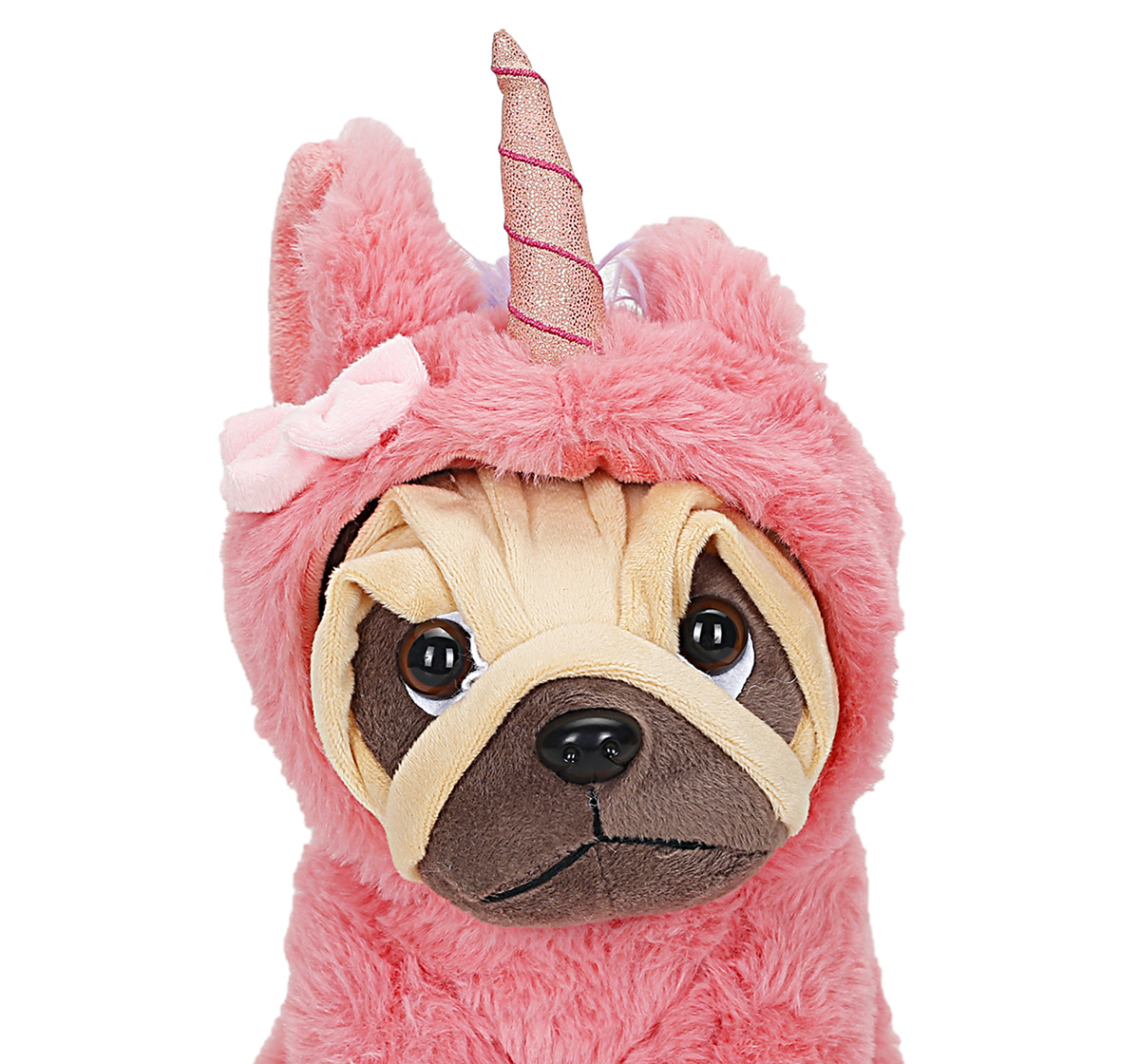 Fuzzbuzz 24Cm Pug With Unicorn Hoodie Soft Toy for kids 3Y+, Multicolour