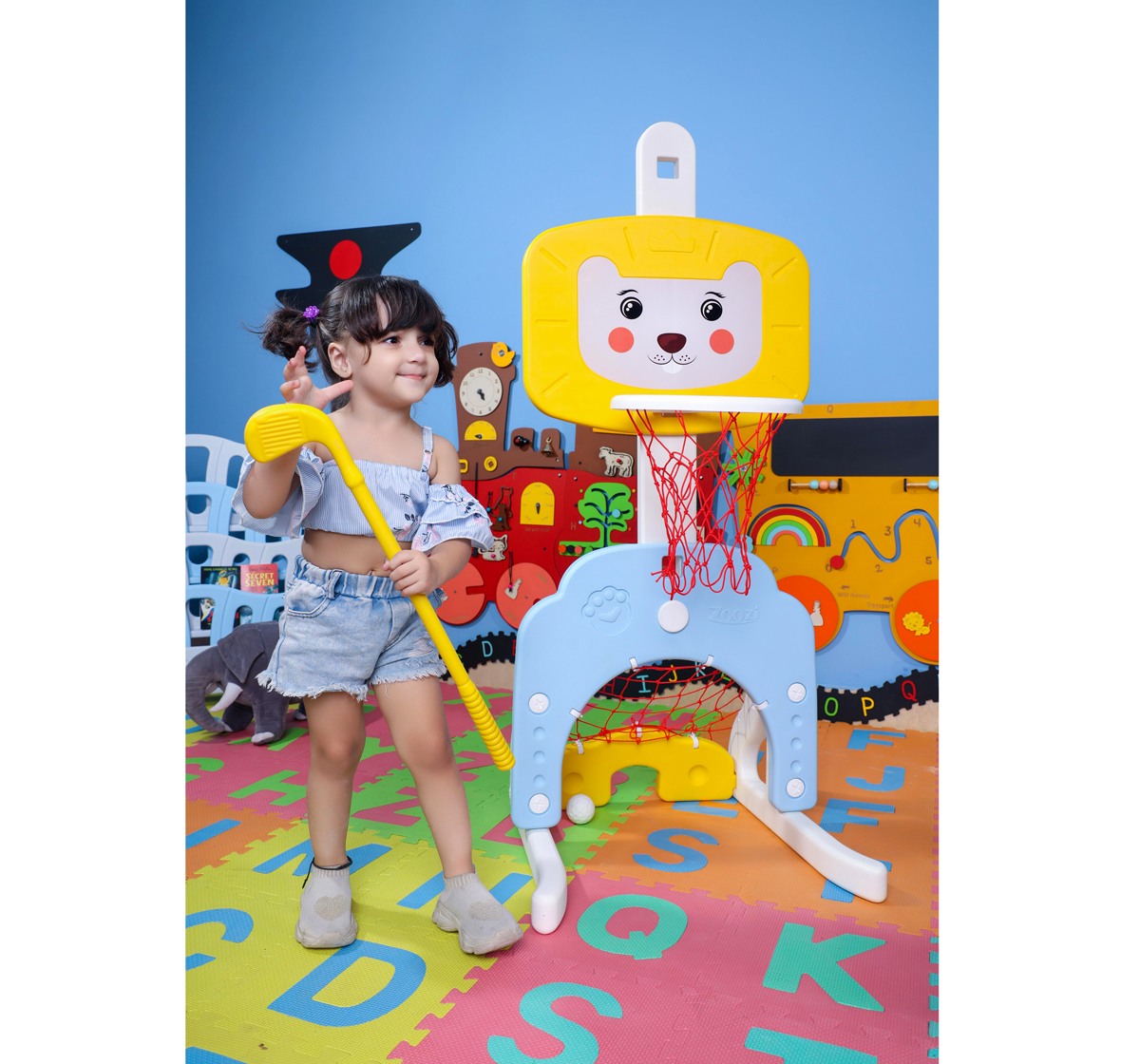 Zoozi 3 In 1 Portable Basket Ball, Golf, Football Hoop For Kids, Toys For Active Kids, Outdoor Toys For Kids, Multicolour