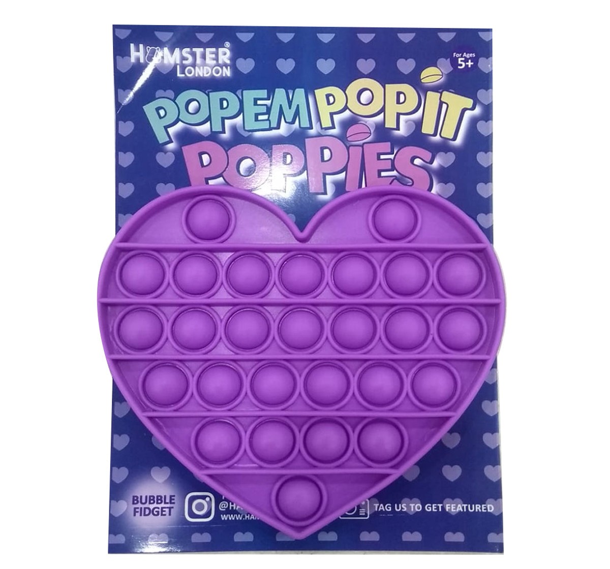Hamster London Popit Heart Purple Anxiety Toy for All Ages Silicon Multicolor 3Y+