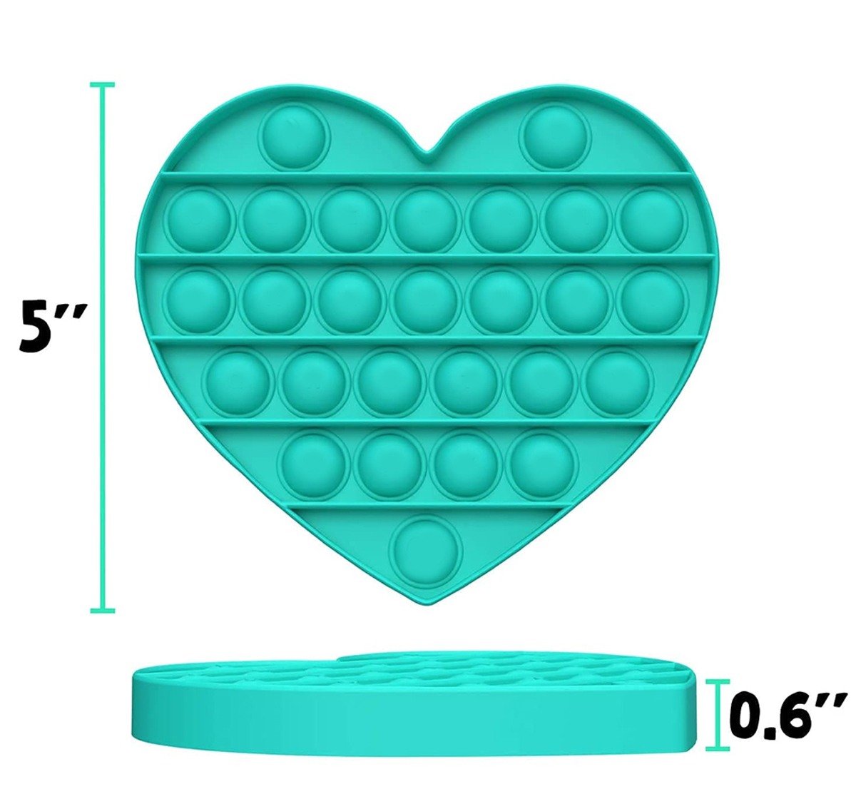 Hamster London Popit Heart Aqua Anxiety Toy for All Ages Silicon Multicolor 3Y+