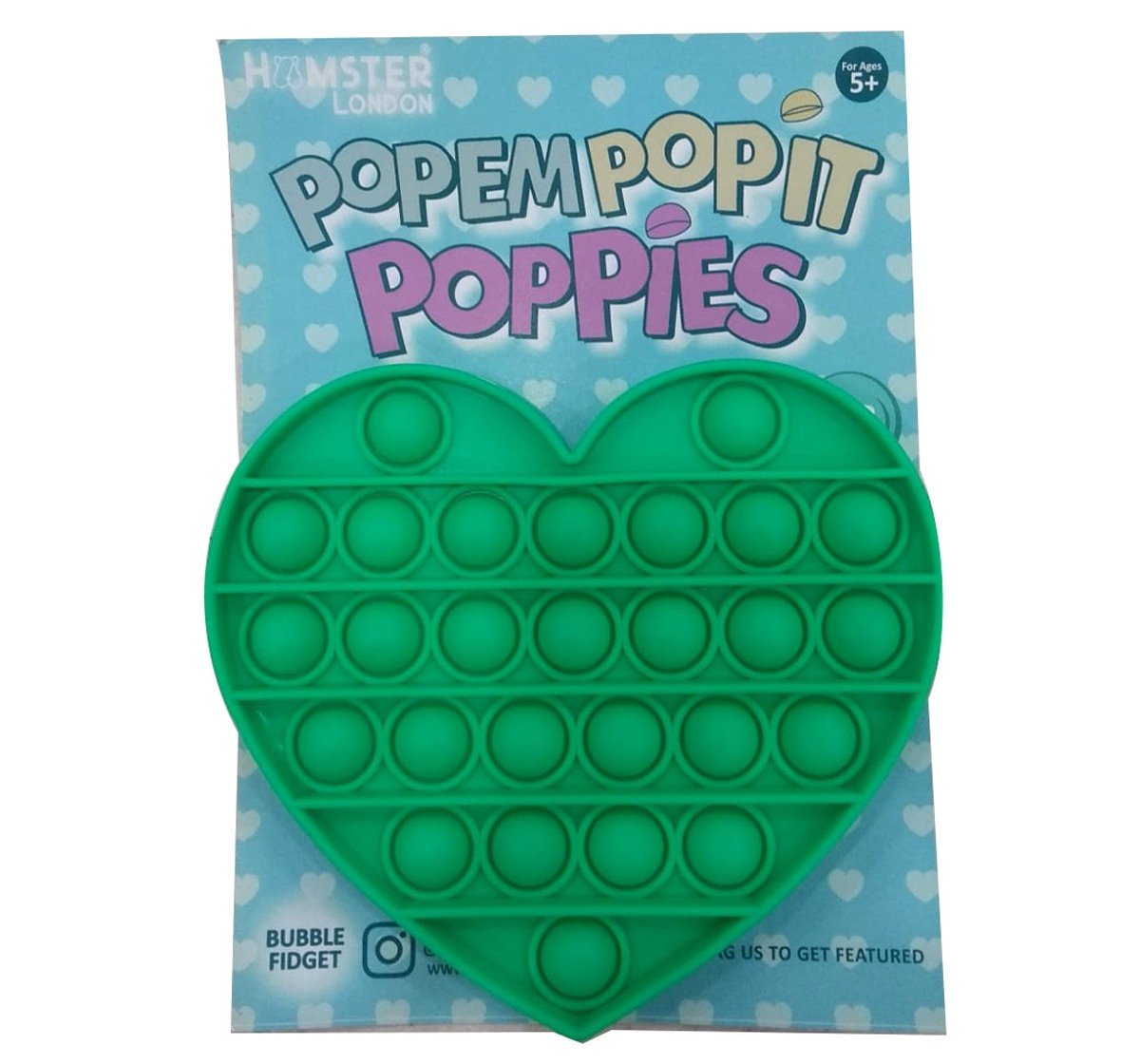 Hamster London Popit Heart Aqua Anxiety Toy for All Ages Silicon Multicolor 3Y+