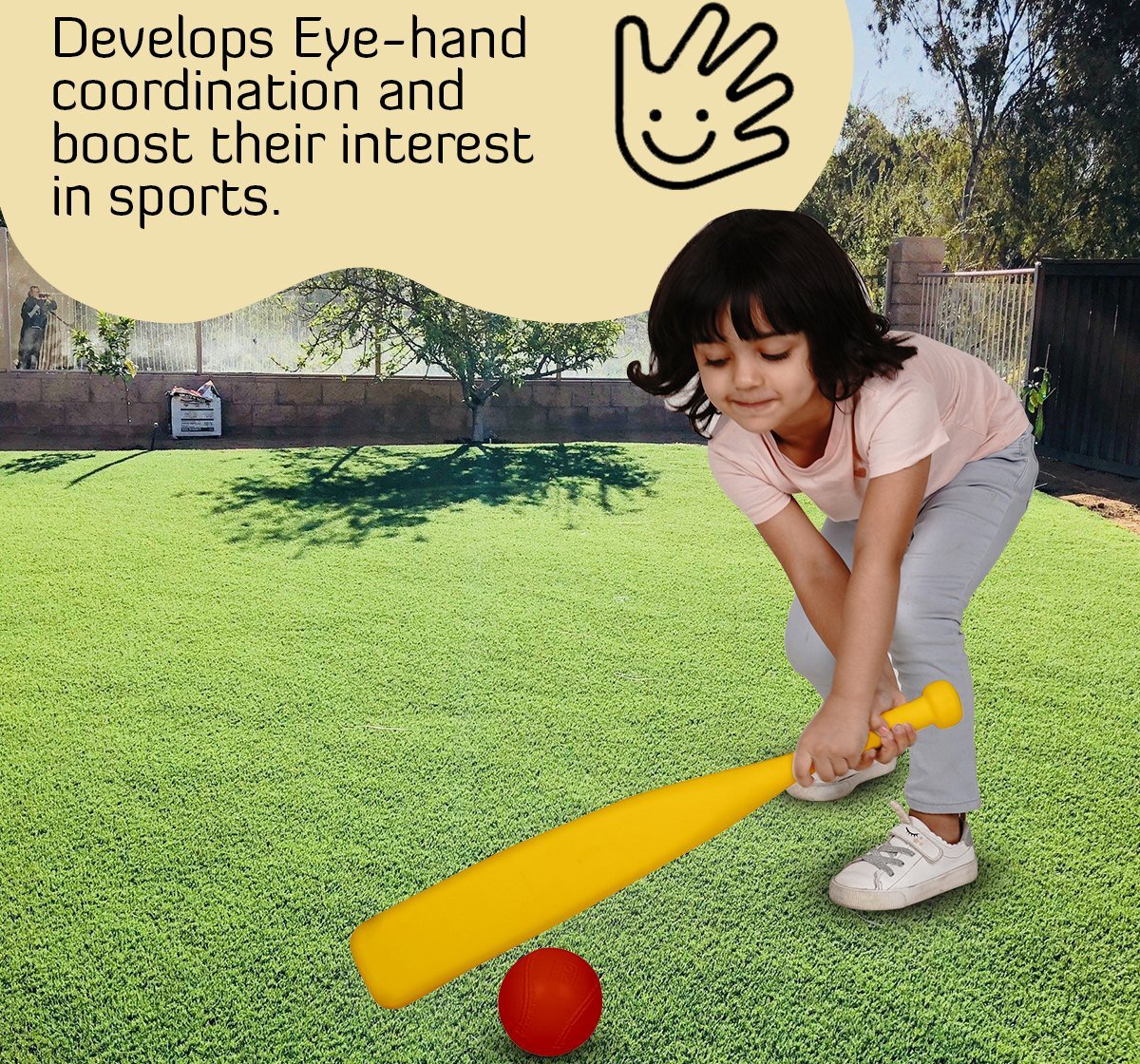 Zoozi Striker Baseball Bat with Ball for Kids Multicolor 5Y+