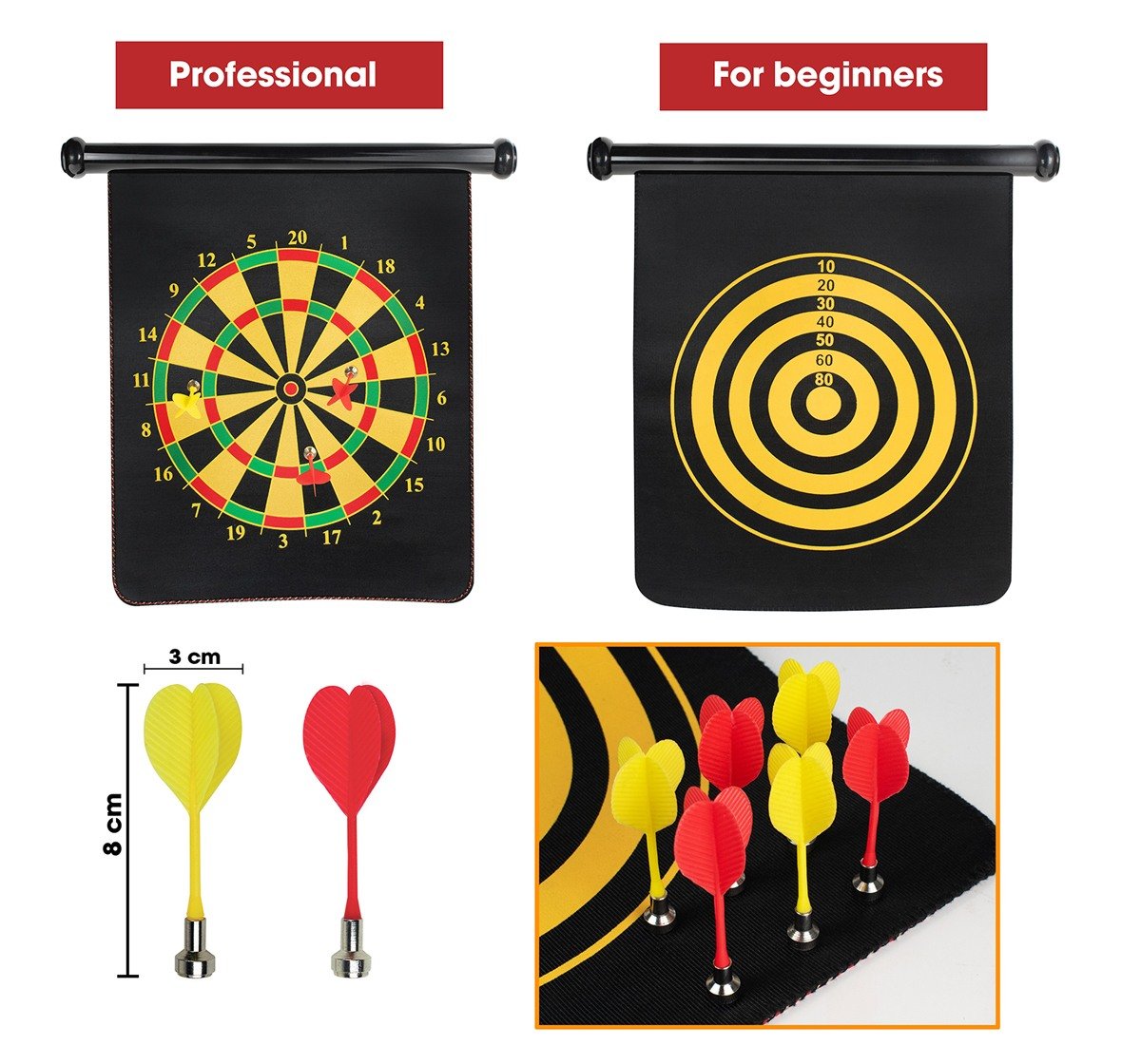 Hamleys Double sided Magnetic Dart Board Game with 6 Magnetic darts Multicolor 3Y+