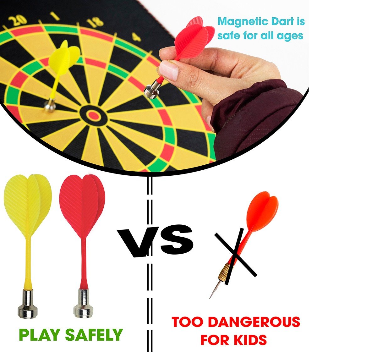 Hamleys Double sided Magnetic Dart Board Game with 6 Magnetic darts Multicolor 3Y+