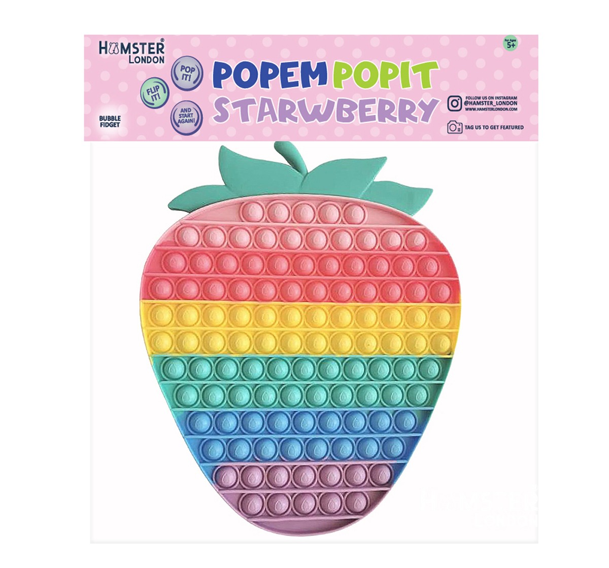Hamster London Popit Starwberry Big Anxiety Toy for All Ages Silicon Multicolor 3Y+