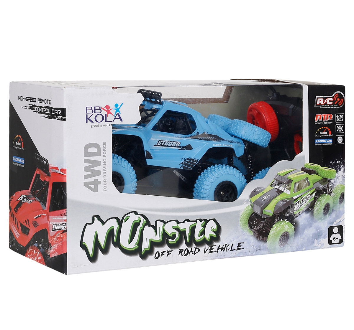 Karma | Ralleyz 1:20 2.4GHz 4 Wheel Drive Monster Off Roader 6X6 Rechargeable Remote Control Car, Multicolour, 7Y+ 4