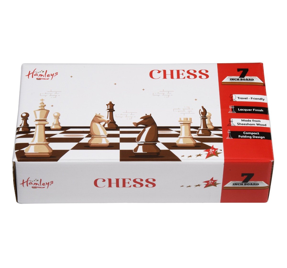 Hamleys 7 inches Wooden Travel Folding Sheesham Magnetic Chess Set for Kids 5Y+, Multicolour