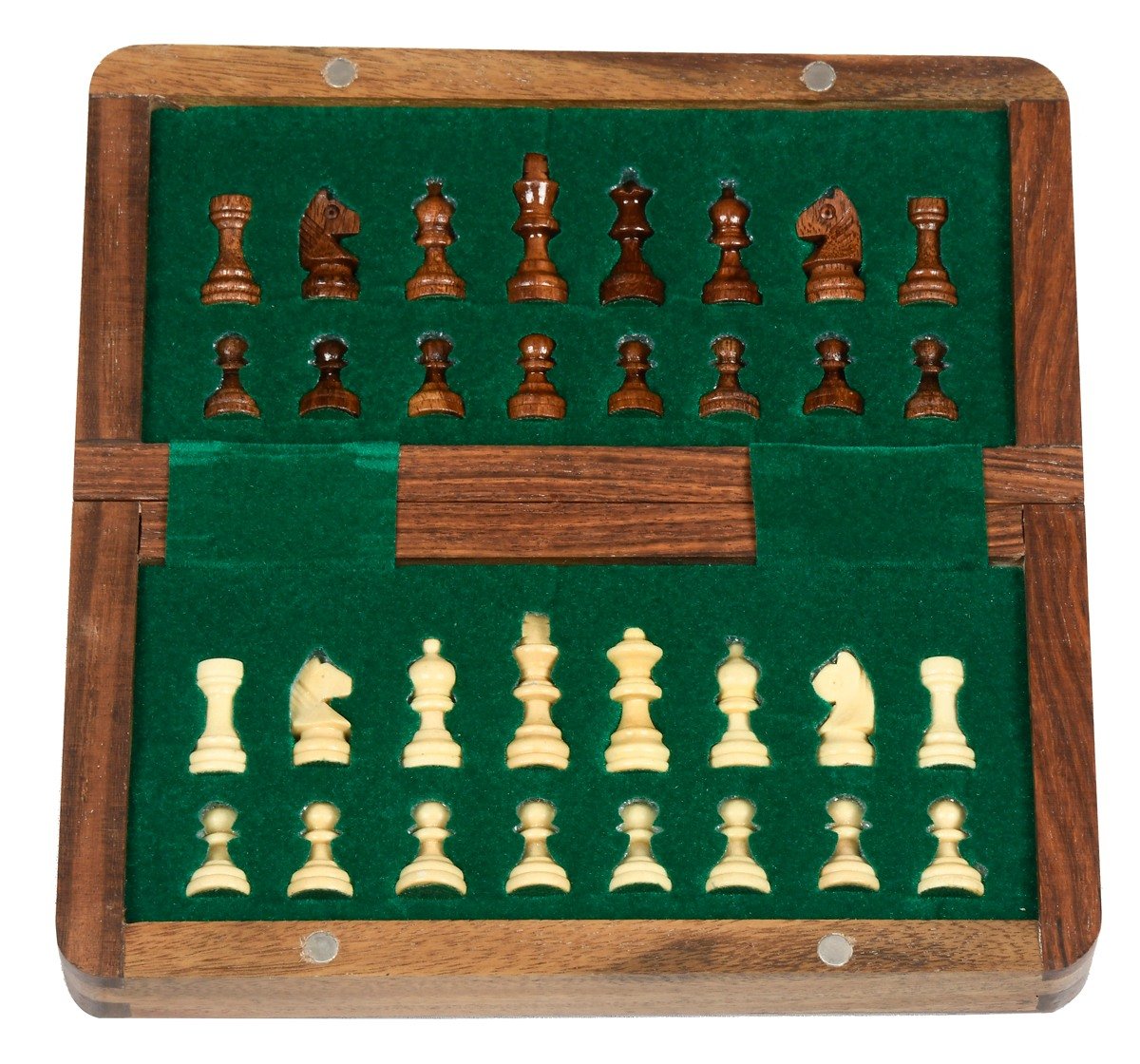 Hamleys 7 inches Wooden Travel Folding Sheesham Magnetic Chess Set for Kids 5Y+, Multicolour