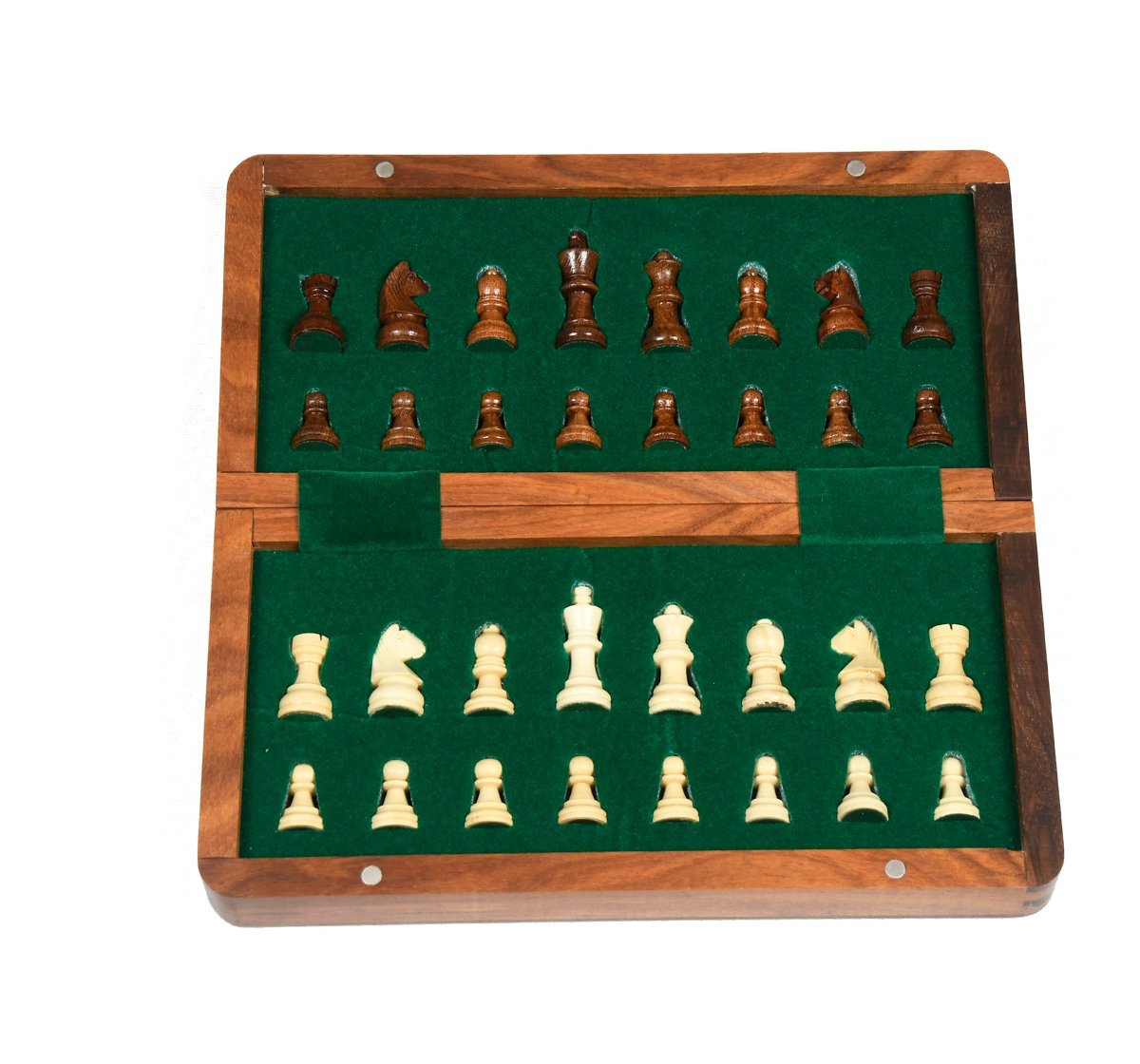 Hamleys 10 inches Wooden Travel Folding Sheesham Magnetic Chess Set for Kids 5Y+, Multicolour