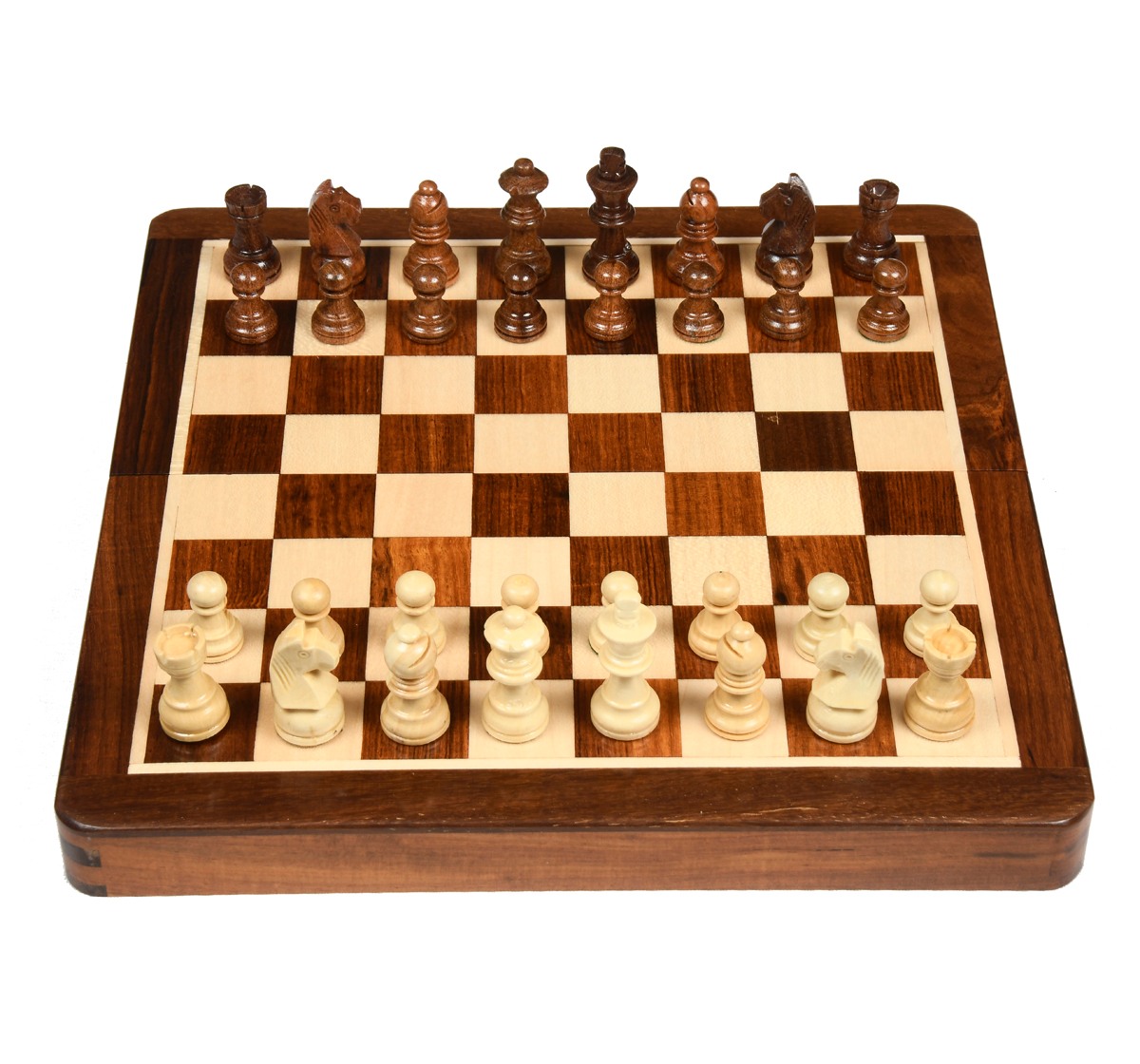 Hamleys 10 inches Wooden Travel Folding Sheesham Magnetic Chess Set for Kids 5Y+, Multicolour